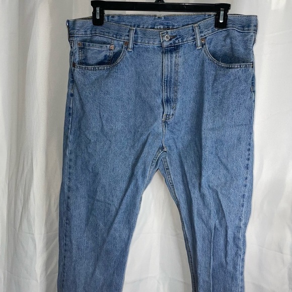 Levi's 505 Jean Straight Leg Regular Fit High Rise Zipper Fly Demin Blue Jeans - Picture 4 of 9